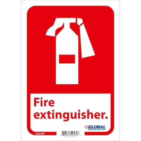 Global Industrial Fire Extinguisher Sign, 10x7, Pressure Sensitive Vinyl 724219P